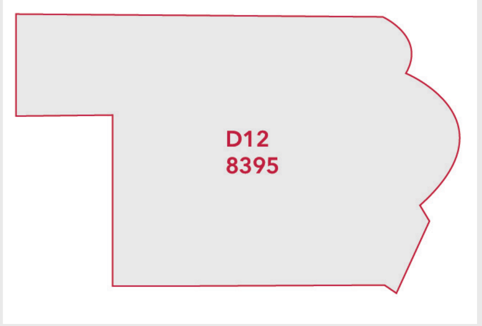 Floorplan of Unit D12, 8,395 square feet