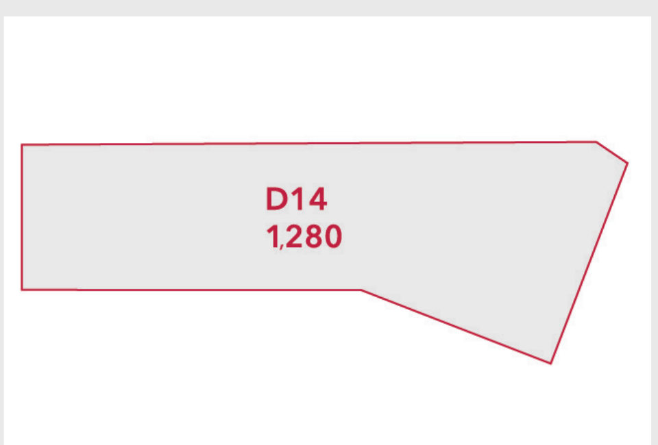 Floorplan of Unit D14, 1,280 square feet