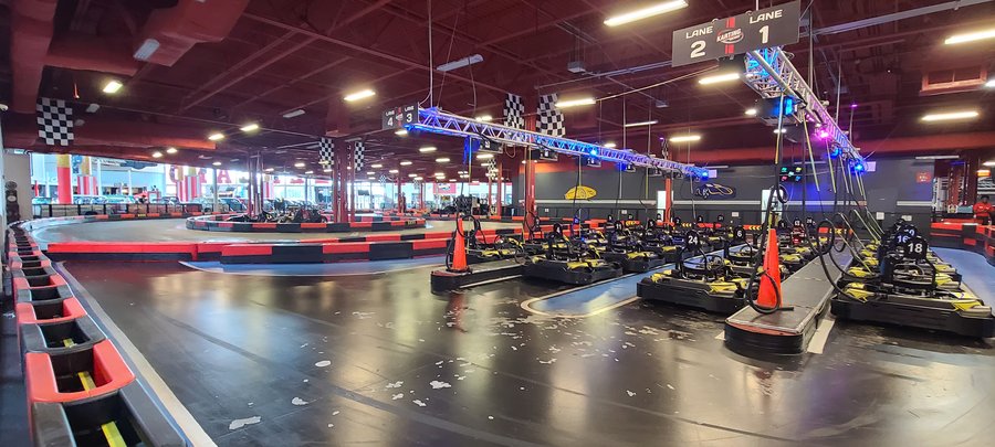 Indoor go-kart racing track