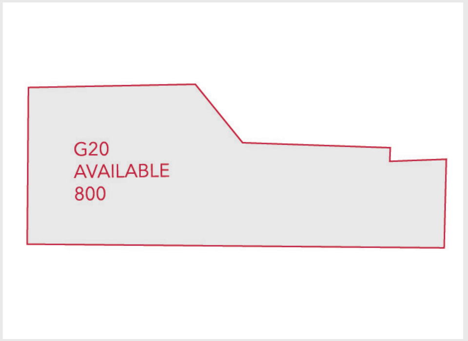 Floorplan of Unit G20, 800 square feet